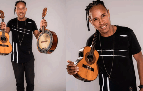 Montagem de fotos do entrevistado, o artista Dedê do Banjo.