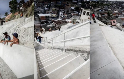 Montagem de imagens de terrenos desnivelados e com possíveis riscos de deslizamentos em Olinda.